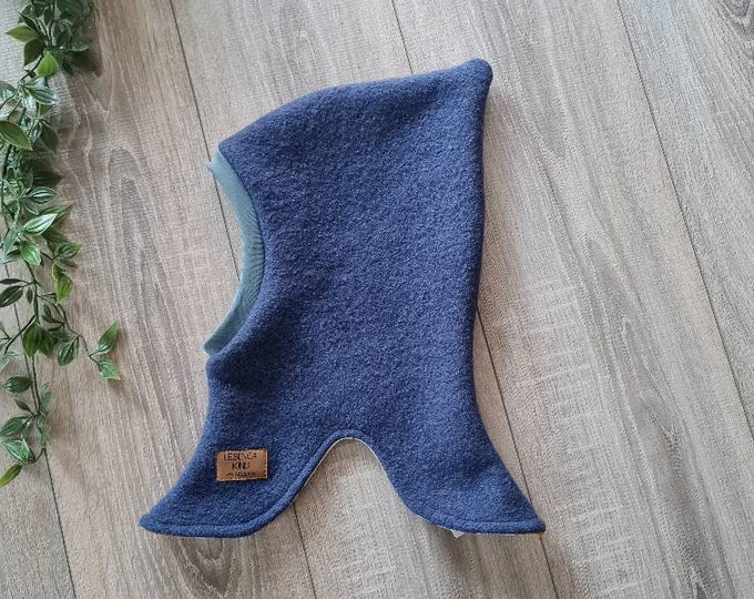 Walk slip-on hat, wool felt pointed hat made of 100% sheep's wool lined with whale fish jersey warm hat baby child girl boy TIDES
