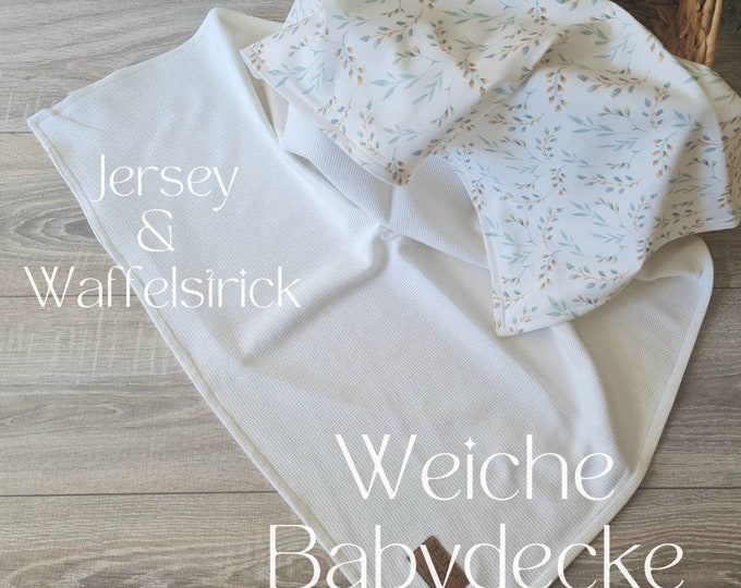 Soft baby blanket for spring and summer cuddly blanket reversible blanket cream stroller blanket waffle knit cotton jersey child baby blanket