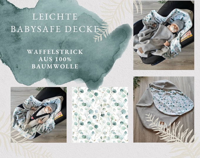 Light waffle knit swaddle blanket gray mottled eucalyptus baby blanket footmuff spring summer baby seat birth babysafe jersey child blanket