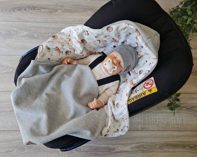Light waffle knit swaddle blanket gray baby blanket summer autumn Maxi Cosi baby seat birth Babysafe jersey child unisex blanket GEZEITEN
