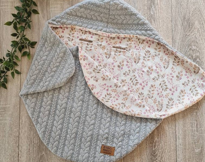 JACQUARD swaddling blanket gray baby blanket cable pattern Maxi Cosi baby seat birth Babysafe jersey autumn and winter children's unisex blanket TIDES
