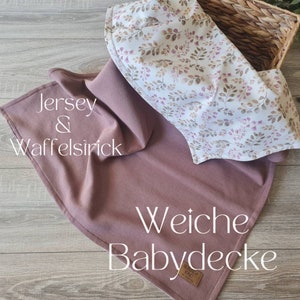 Weiche Babydecke für Frühling und Sommer rosa altrosa Kuscheldecke Wendedecke Kinderwagendecke Waffelstrick Baumwolle Jersey Kind Baby Decke