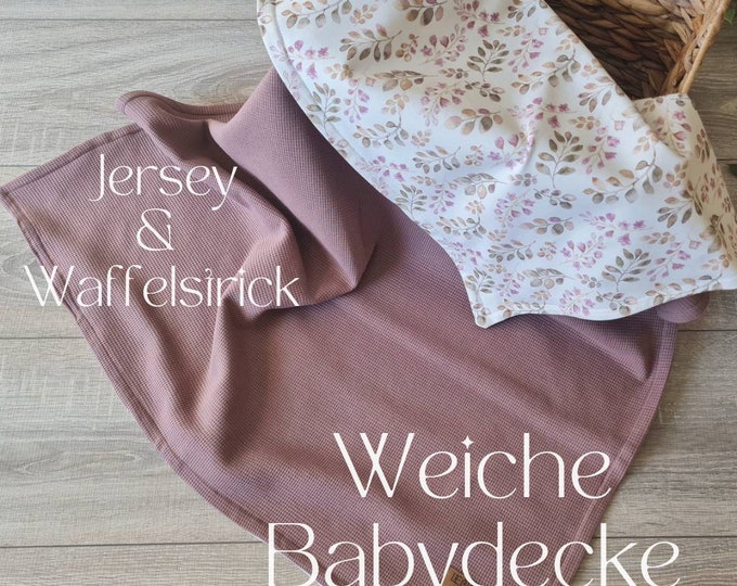 Soft baby blanket for spring and summer pink old pink cuddly blanket reversible blanket stroller blanket waffle knit cotton jersey child baby blanket