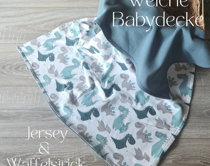 Soft baby blanket for spring and summer dark mint cuddly blanket reversible blanket stroller blanket waffle knit cotton jersey child baby blanket