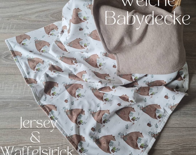 Soft baby blanket for spring and summer cuddly blanket reversible blanket stroller blanket waffle knit cotton jersey child baby blanket cuddly blanket
