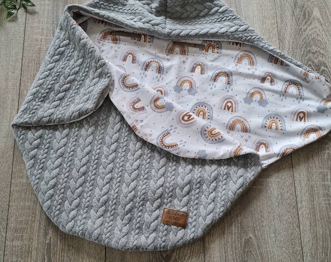 JACQUARD swaddling blanket gray baby blanket cable pattern cuddly blanket baby seat birth babysafe jersey spring summer children baby blanket TIDES