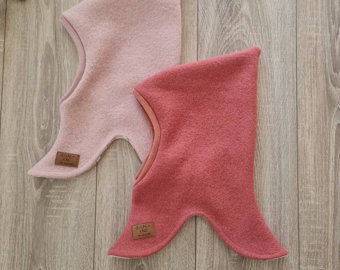 Walk slip-on hat, wool felt pointed hat made of 100% sheep's wool lined with jersey, warm hat, baby, child, girl, pink, GEZEITEN