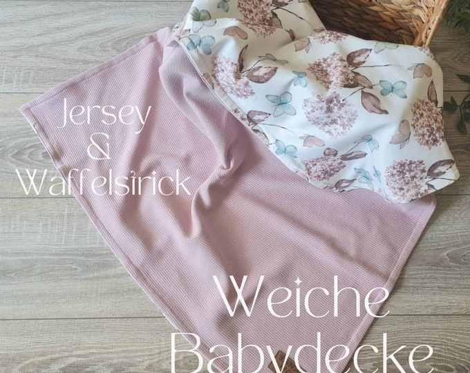 Soft baby blanket for spring and summer pink cuddly blanket reversible blanket stroller blanket waffle knit cotton jersey child baby blanket