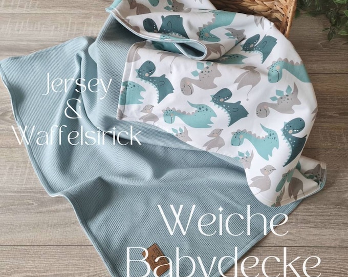 Soft baby blanket for spring and summer cuddle blanket stroller blanket waffle knit cotton jersey child baby blanket cuddly blanket dino