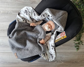 Wollwalk Einschlagdecke aus 100% Schurwolle gefüttert mit Jersey Babydecke Herbst Winter Babyschale Babysafe Kind unisex Decke GEZEITEN