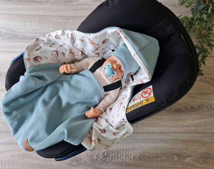 Light waffle knit wrap blanket mint baby blanket summer autumn Maxi Cosi baby seat birth Babysafe jersey child unisex blanket TIDES