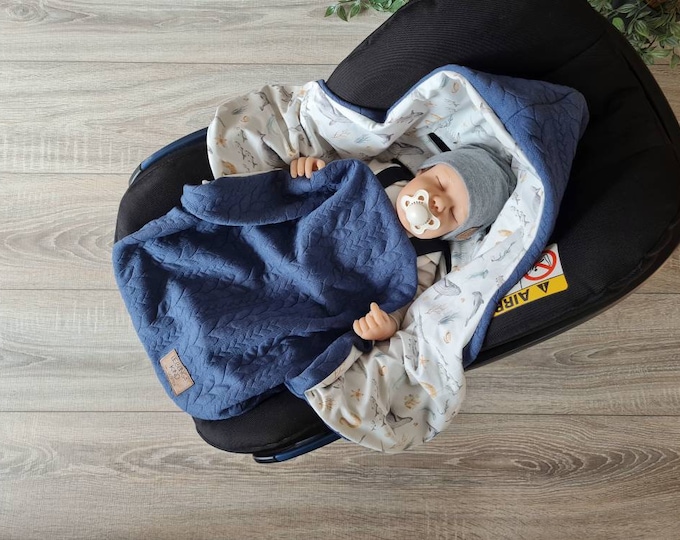 JACQUARD swaddling blanket blue baby blanket cable pattern baby seat cuddly blanket birth babysafe jersey spring and summer children's blanket boy