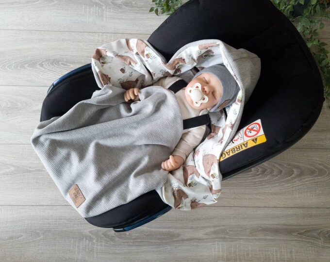Light waffle knit swaddle blanket gray mottled bear baby blanket footmuff spring summer baby seat birth babysafe jersey child blanket TIDES