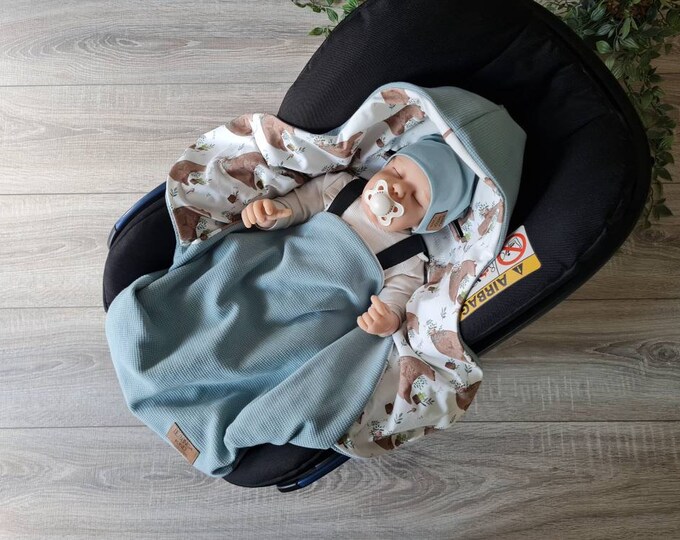 Light waffle knit swaddling blanket mint baby blanket summer autumn Maxi Cosi baby seat birth Babysafe jersey child unisex blanket TIDES