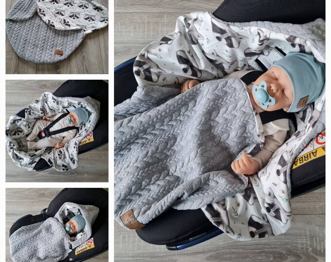 JACQUARD swaddling blanket gray baby blanket cable pattern for every 3-point baby seat birth babysafe jersey spring summer unisex blanket TIDES