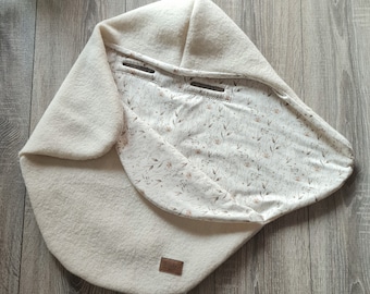 Couverture d'emmaillotage en laine crème en 100 % laine vierge jersey doublé couverture pour bébé automne hiver printemps siège bébé enfant couverture pour enfant unisexe