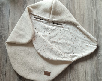 Wool felt wrap blanket cream made of 100% new wool lined jersey baby blanket autumn winter spring baby carrier child unisex children's blanket