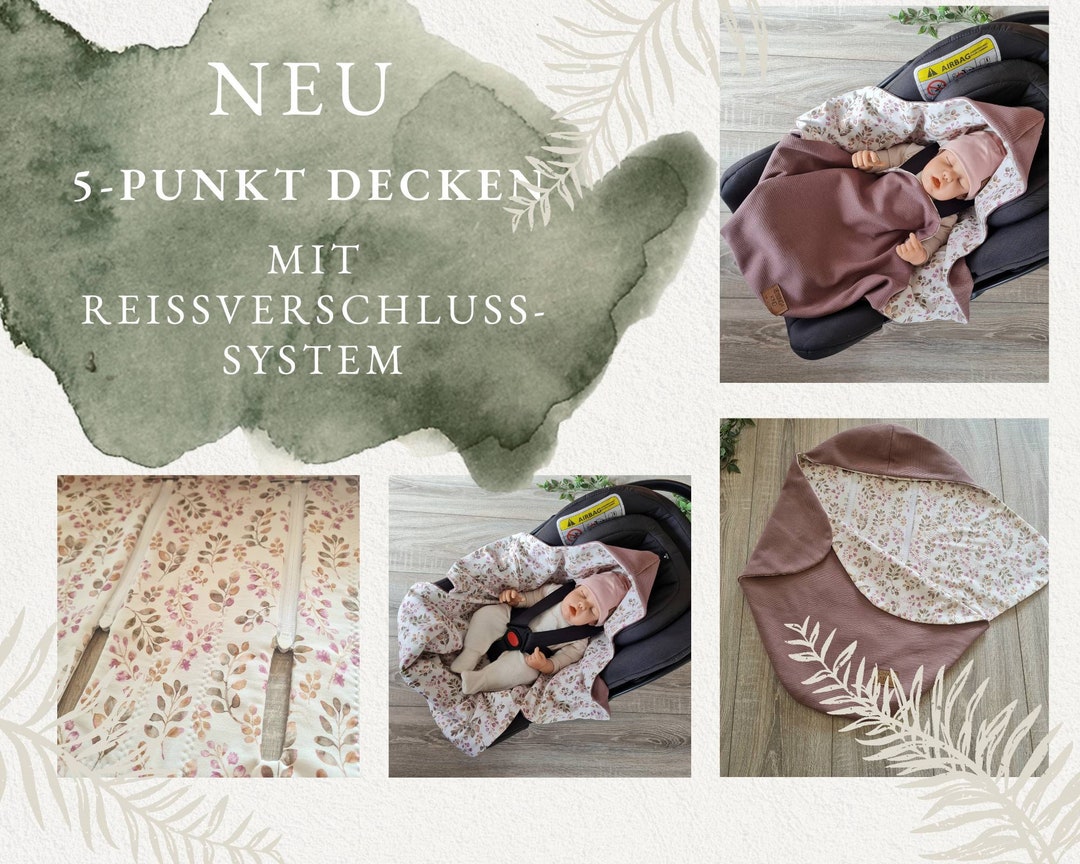 Leichte 5Punkt Gurt Waffelstrick Einschlagdecke altrosa Blumen Sommer Frühling weiche Baumwolle