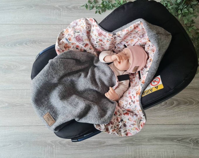 Wool walk wrapping blanket made of 100% virgin wool gray lined with jersey baby blanket winter spring baby seat walk child girl blanket GEZEITEN