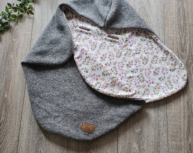 Wool felt wrap blanket made of 100% new wool lined jersey pink eucalyptus baby blanket autumn winter baby seat baby safe child blanket TIDES