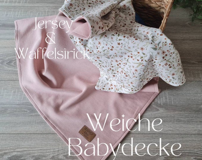 Soft baby blanket for spring and summer cuddly blanket reversible blanket stroller blanket waffle knit cotton jersey child baby blanket cuddly blanket