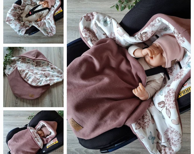 Warm lined waffle knit baby blanket for autumn winter and spring baby carrier birth baby safe baby child unisex blanket
