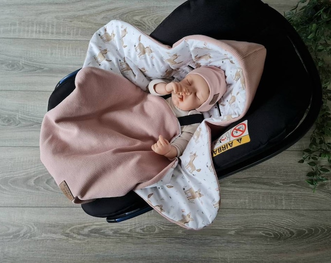 Warm lined waffle knit baby blanket for autumn winter and spring baby carrier birth baby safe baby child unisex blanket