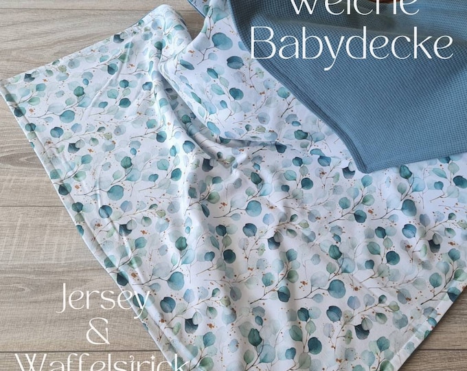 Soft baby blanket for spring and summer dark mint cuddly blanket reversible blanket stroller blanket waffle knit cotton jersey child baby blanket