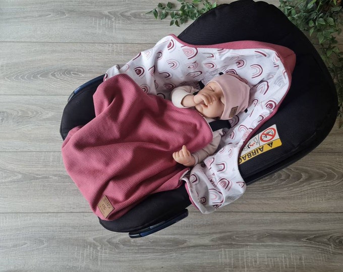 Light waffle knit wrap blanket pink baby blanket spring summer Maxi Cosi baby seat birth Babysafe jersey child unisex blanket GEZEITEN