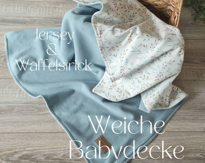 Soft baby blanket for spring and summer cuddly blanket reversible blanket stroller blanket waffle knit cotton jersey child baby blanket cuddly blanket