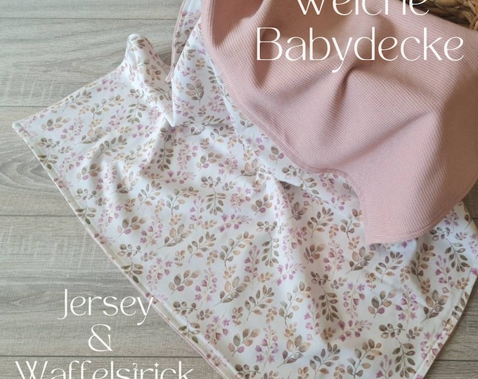 Soft baby blanket for spring and summer pink cuddly blanket reversible blanket stroller blanket waffle knit cotton jersey child baby blanket