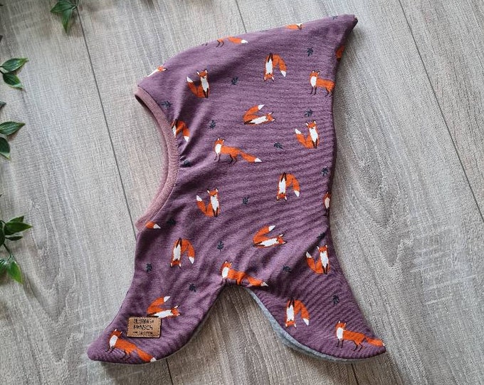 Stocking hat, slip hat, hat, dwarf hat, winter hat, warmly lined, fleece jersey. Size 42 - 57 baby child fox foxes forest animals TIDES