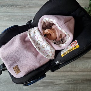 Wool walk wrapping blanket pink made of 100% virgin wool lined jersey baby blanket autumn winter baby seat babysafe child unisex blanket GEZEITEN