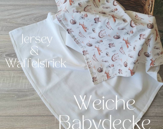 Soft baby blanket for spring and summer cuddly blanket reversible blanket cream stroller blanket waffle knit cotton jersey child baby blanket