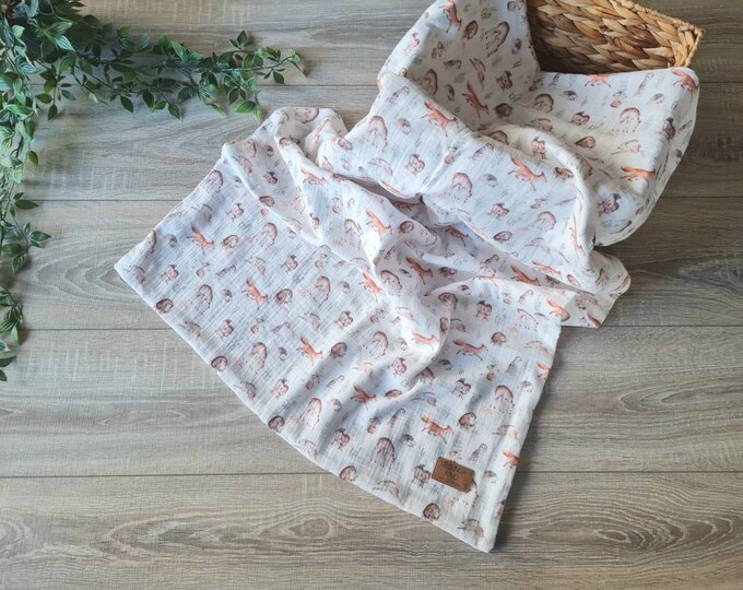 Soft muslin blanket forest animals summer blanket double layer 100% cotton baby cloth child girl baby blanket changing mat nursing cover swaddling blanket