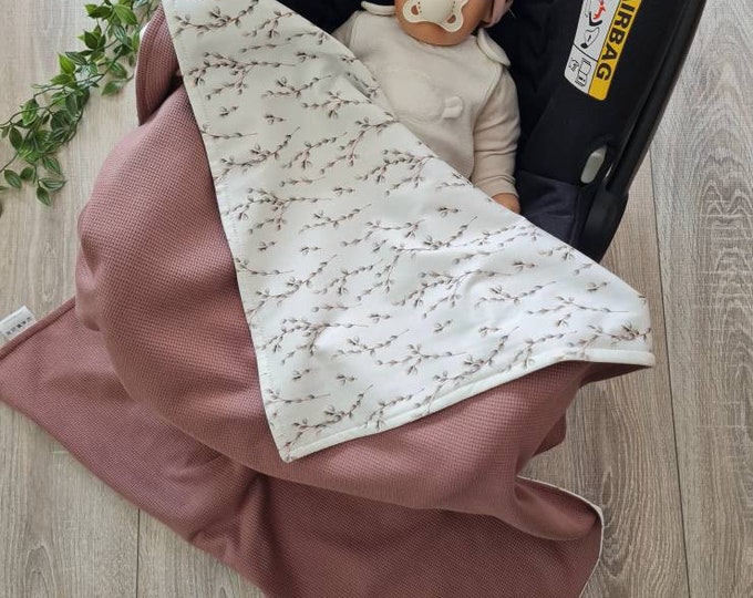 Soft baby blanket for spring summer cuddly blanket reversible stroller blanket waffle knit cotton jersey child baby blanket cuddly blanket old pink