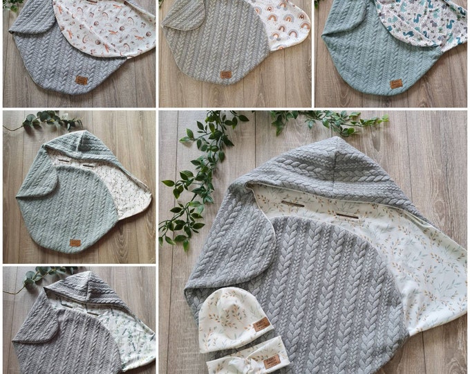 JACQUARD swaddling blanket mint baby blanket cable pattern Maxi Cosi baby seat birth babysafe jersey autumn spring children unisex blanket TIDES