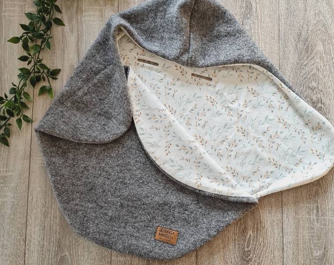 Wool felt wrap blanket made of 100% new wool lined with jersey baby blanket autumn winter baby seat baby safe child unisex blanket TIDES