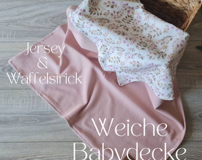 Soft baby blanket for spring and summer pink cuddly blanket reversible blanket stroller blanket waffle knit cotton jersey child baby blanket