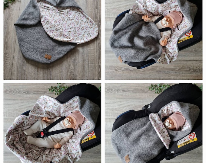 Woolwalk swaddling blanket made of 100% virgin wool lined jersey pink eucalyptus baby blanket autumn winter baby seat babysafe child blanket TIDES