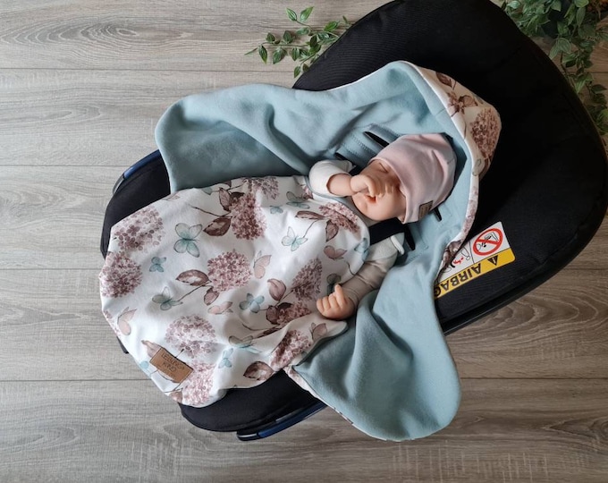 Soft blanket sweat & jersey reversible blanket pink mint baby blanket footmuff spring summer baby shell baby safe girl blanket TIDES