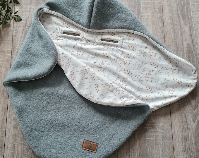 Wool felt wrap blanket made of 100% new wool mint lined with jersey flowers baby blanket autumn winter baby seat baby safe child blanket TIDES