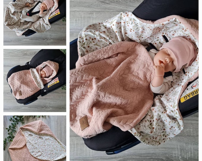 JACQUARD swaddling blanket pink baby blanket cable pattern baby seat cuddly blanket birth babysafe jersey spring and summer children's blanket TIDES