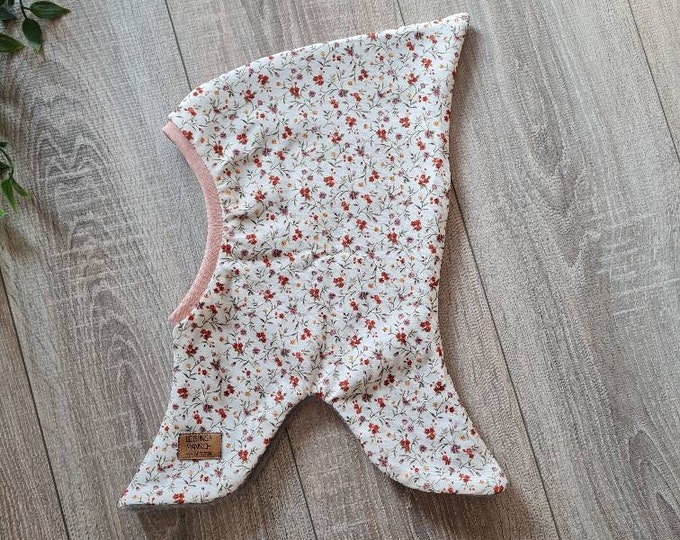 Flowery pointed hat, slip on hat, dwarf hat, winter hat, warm lined fleece jersey 42 - 57 baby flower flowers TIDES
