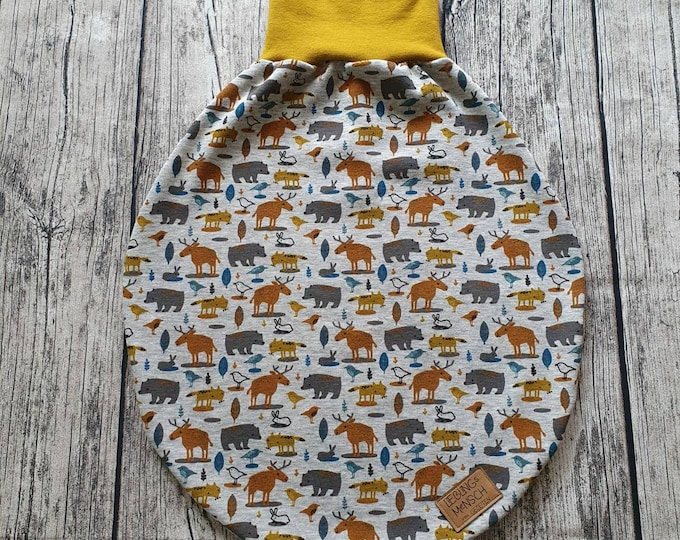 Pucksack Sleeping Bag Romper Bag Cuddly Blanket Alpine Fleece Cotton Fleece 56 104 Forest Animals Bear Animals Forest Scandi Baby Child unisex TIDES