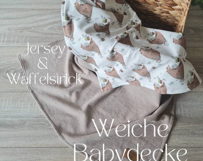 Soft baby blanket for spring and summer cuddly blanket reversible blanket stroller blanket waffle knit cotton jersey child baby blanket cuddly blanket