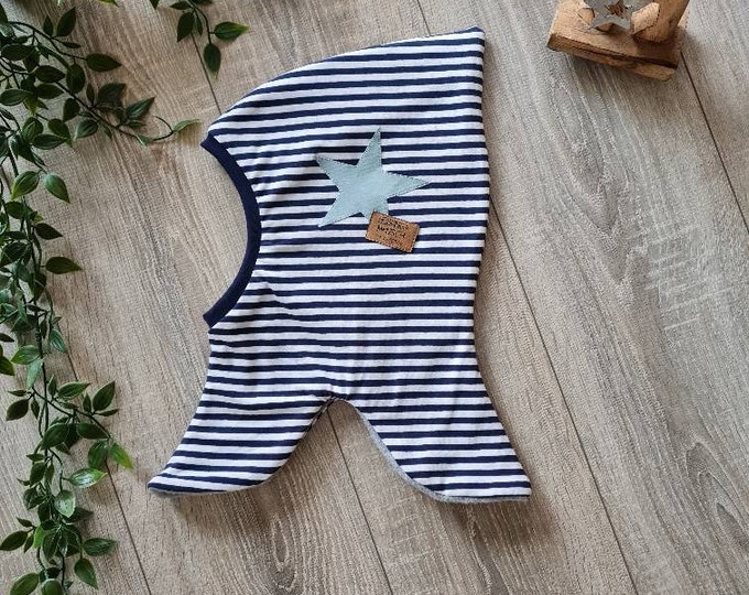 Maritime pointed hat striped with star balaclava hat dwarf hat winter hat warmly lined fleece jersey 42 - 57 Baby TIDES