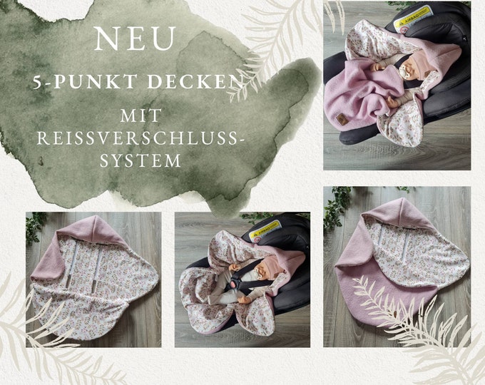 Wool walk 5-point strap swaddling blanket 100% virgin wool lined jersey baby blanket eucalyptus flowers winter spring baby seat pink child blanket