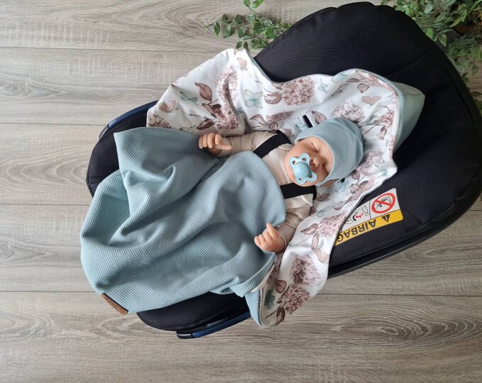 Light waffle knit swaddle blanket mint baby blanket spring summer Maxi Cosi baby seat birth Babysafe jersey child unisex blanket TIDES