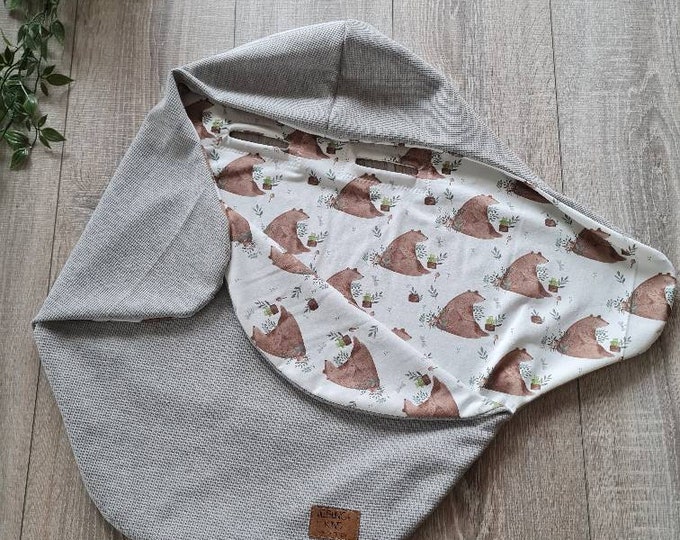 Light waffle knit swaddling blanket grey mottled bear baby blanket footmuff spring summer baby carrier birth babysafe jersey child blanket TIDES